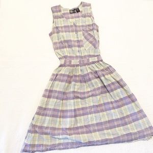 Malu Malu Vintage Plaid Cotton Midi Dress Small